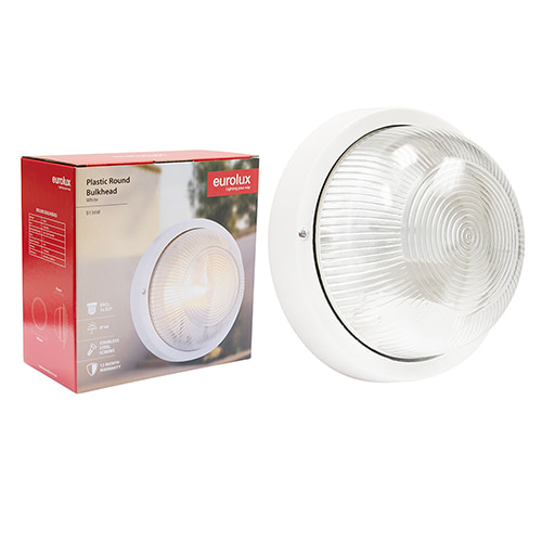 Round Plastic Plain Bulkhead 190mm White E27