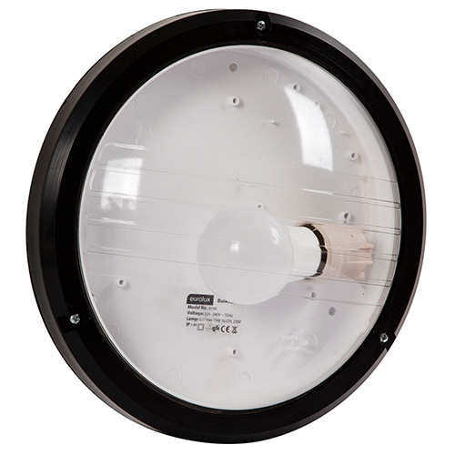 ABS Round Bulkhead 270mm Clear & Black 1x15W