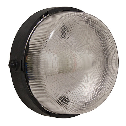 Glass Round Bulkhead Black E27