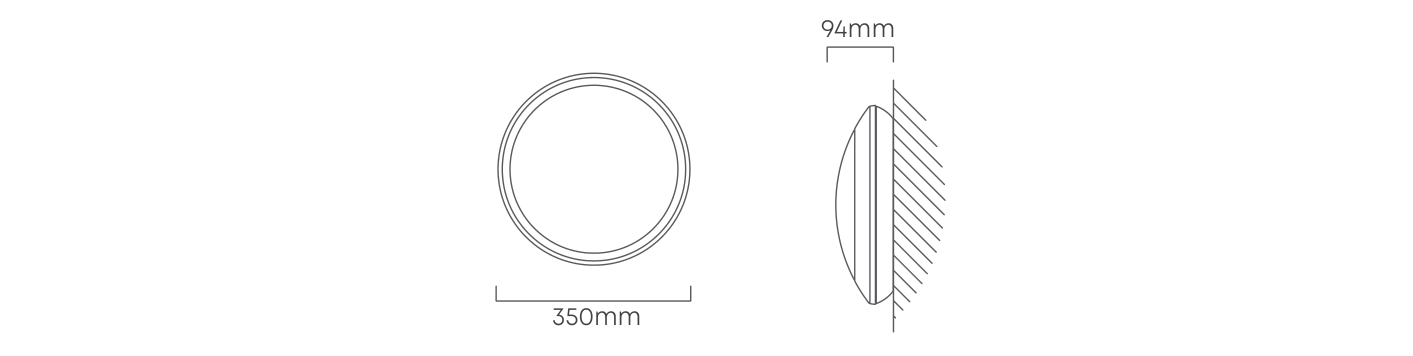 Fumagalli Umberta Bulkhead Black LED 2x15W max, Dimension drawing