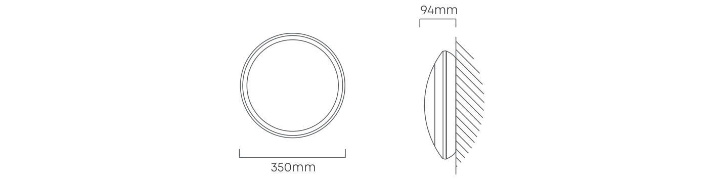 Fumagalli Umberta Bulkhead White LED 2x15W max, Dimension drawing