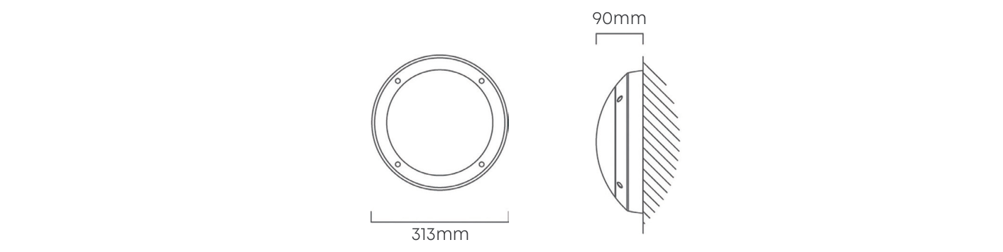 Fumagalli Gelmi Bulkhead Black LED 15W max, Dimension drawing