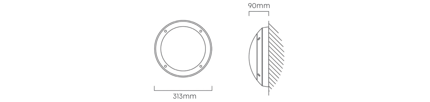 Fumagalli Gelmi Bulkhead White LED 15W max, Dimension drawing