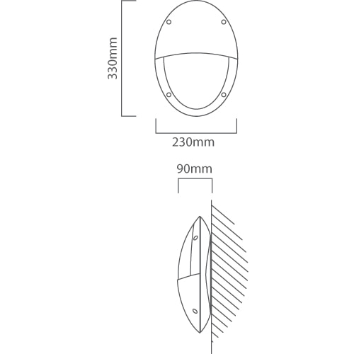 Fumagalli Maddi-Ve Bulkhead Black LED 20W, Dimension drawing (CAD)