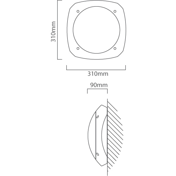Fumagalli Stucchi Bulkhead White Backlit, Dimension drawing (CAD)