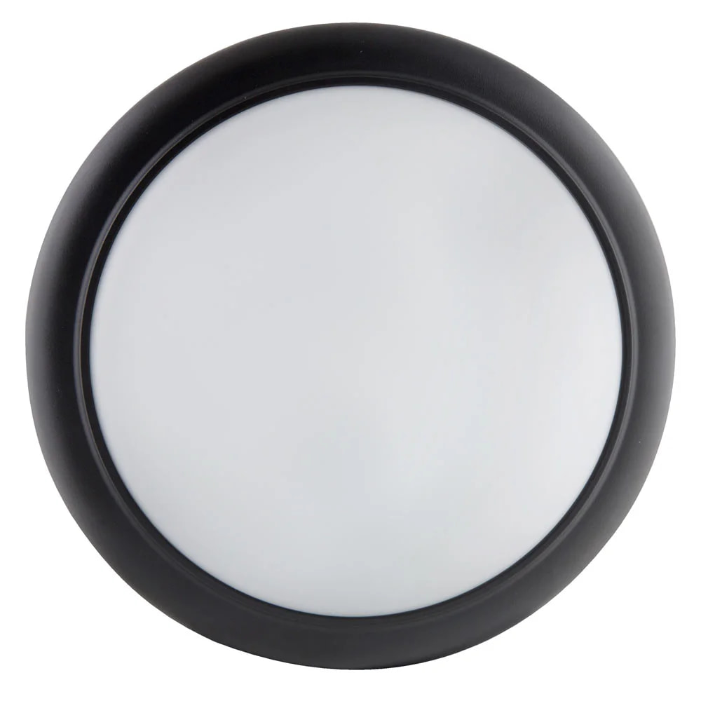 Round Bulkhead 180mm Black LED 15W