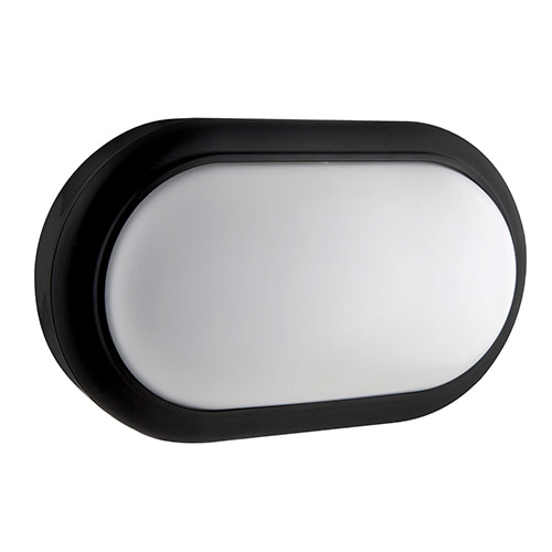 Oval Bulkhead 221mm Black LED 15W