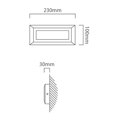 Helena Footlight Eyelid Grey LED 11W 4000K, Dimension drawing (CAD)