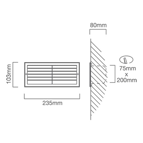 Louvre Brick Light Black, Dimension drawing (CAD)