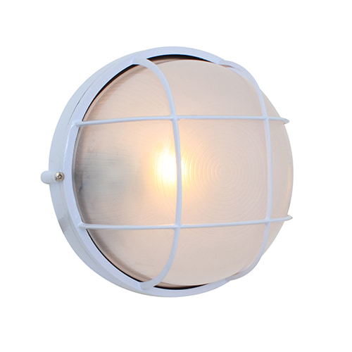 Round Large Grid Bulkhead 240mm White E27