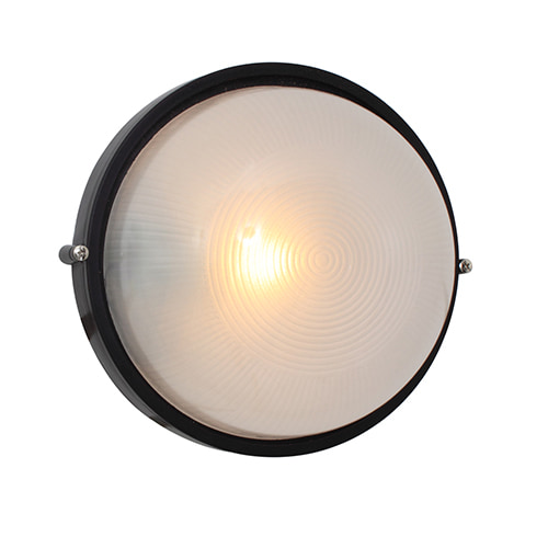 Round Large Plain Bulkhead 240mm Black E27