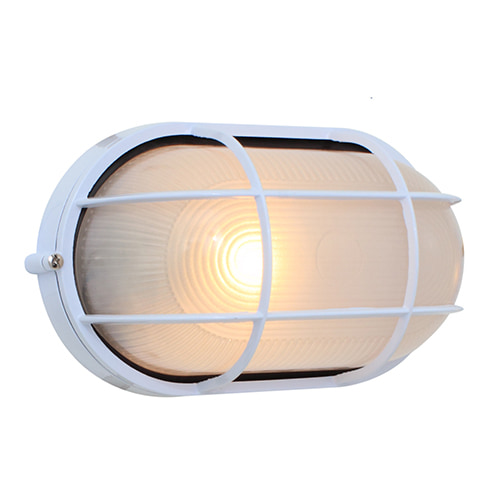 Oval Large Grid Bulkhead 280mm White E27