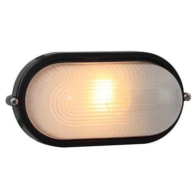Oval Small Plain Bulkhead 210mm Black E27