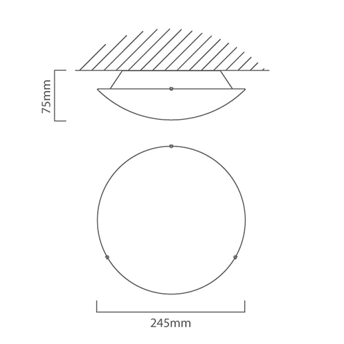 Mars Ceiling Light Leaf Pattern 250mm White, Dimension drawing (CAD)