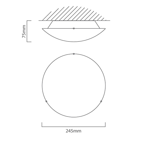 Mars Ceiling Light Triangles 250mm White, Dimension drawing (CAD)