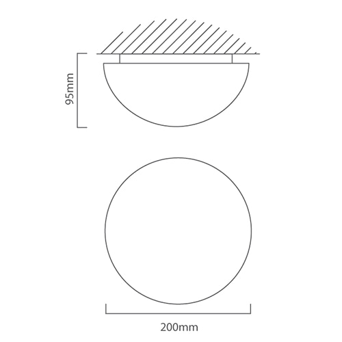 Bathroom Ella Ceiling Light 200mm White, Dimension drawing (CAD)