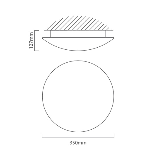 Bathroom Ella Ceiling Light 350mm White, Dimension drawing (CAD)