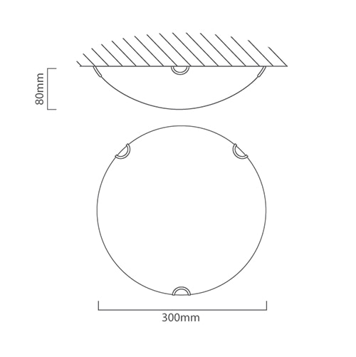 Ceiling Light 300mm Floral Design White, Dimension drawing (CAD)