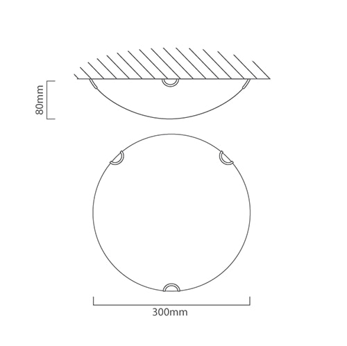 Ceiling Light 300mm Surreal Grid Design White, Dimension drawing (CAD)