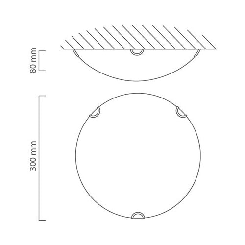 Ceiling Light 300mm Zebra Stripe Design White, Dimension drawing (CAD)