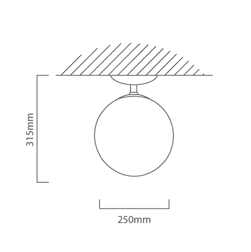 Rondo Round Ceiling Light Satin Chrome, Dimension drawing (CAD)