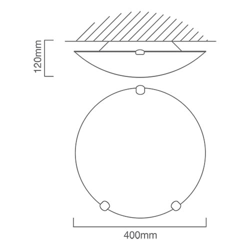Alabaster Ceiling Light 400mm & Set of 3 Clips, Dimension drawing (CAD)