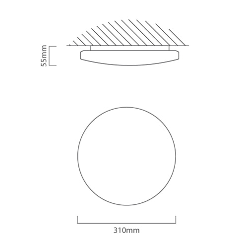 Slim Ceiling Light White LED 18W, Dimension drawing (CAD)