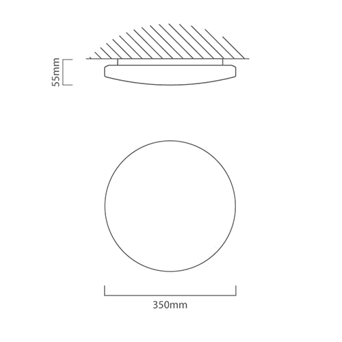 Slim Ceiling Light White LED 24W, Dimension drawing (CAD)