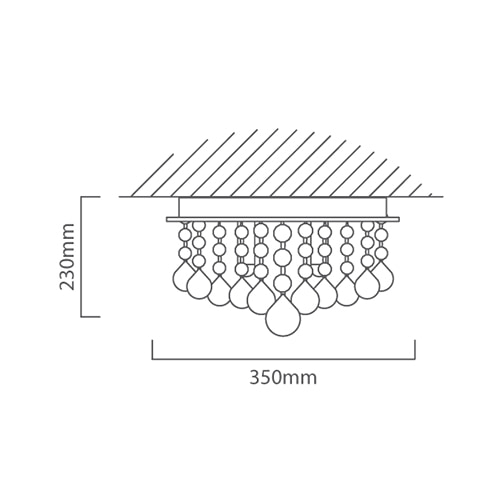 Almonte Ceiling Light Chrome LED, Dimension drawing (CAD)
