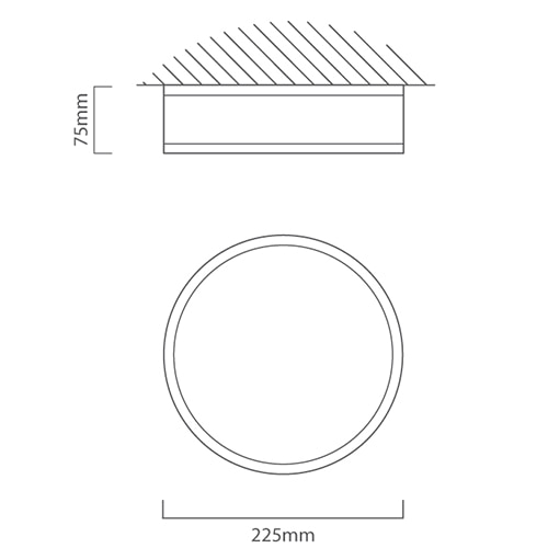 Palermo Ceiling Light 225mm Chrome LED, Dimension drawing (CAD)