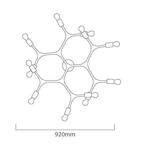 Bocadella1 12LT Ceiling Light Black, Dimension drawing (CAD)