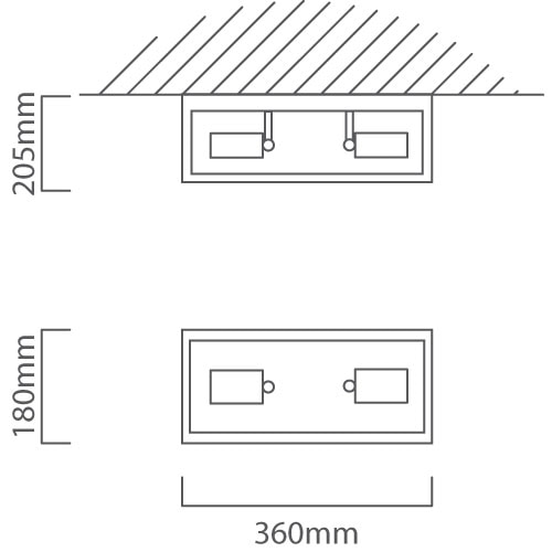 Silentina 2LT Ceiling Light Black, Dimension drawing (CAD)