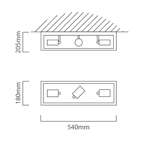 Silentina 3LT Ceiling Light 540mm Black, Dimension drawing (CAD)