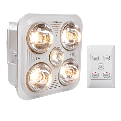 Bathroom Square 3 in 1 White Heater Light & Extractor