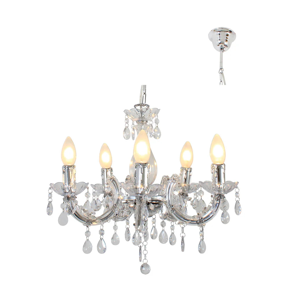 Odile Acrylic 5LT Chandelier Clear