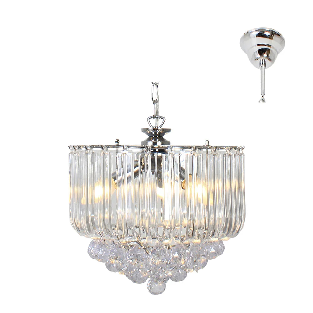 Otis Acrylic 3LT Chandelier Chrome