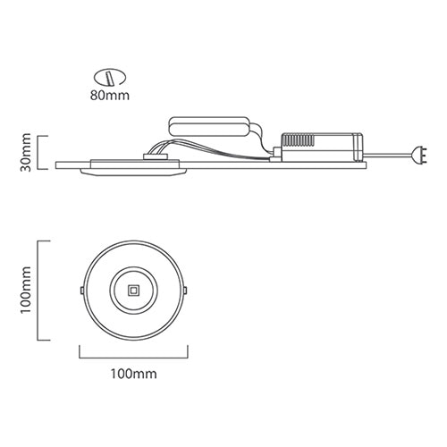 EMLED Emergency Light Kit 2w, Dimension drawing (CAD)
