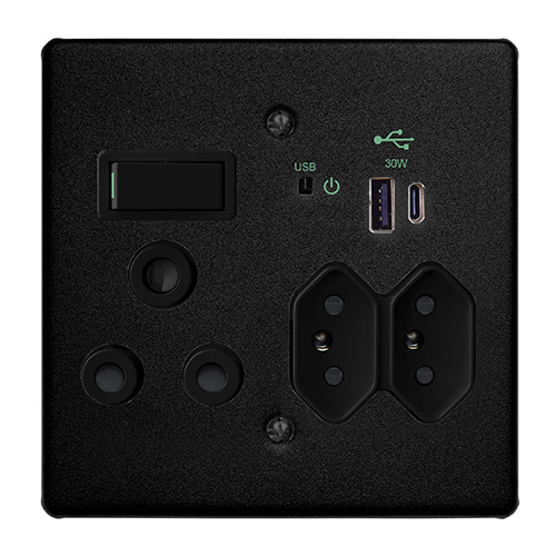 C/T Classic USB Socket (A+C) 100x100 Ferro Black