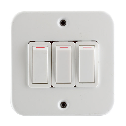 Crabtree Industrial 3 Lever 1 Way Switch 75x75mm