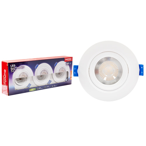 Round Downlight 95mm Dia White LED 5W 3000K Non Dimmable 3 Pack