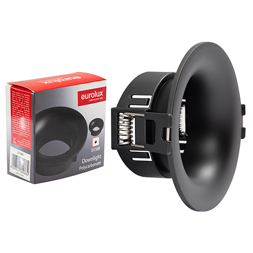 Polycarbonate Downlight 86mm Dia Black