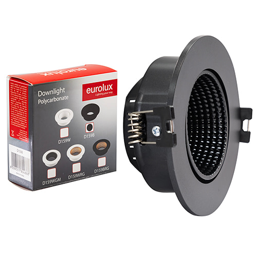 Tilt Polycarbonate Downlight 90mm Dia Black Excl L/Holder