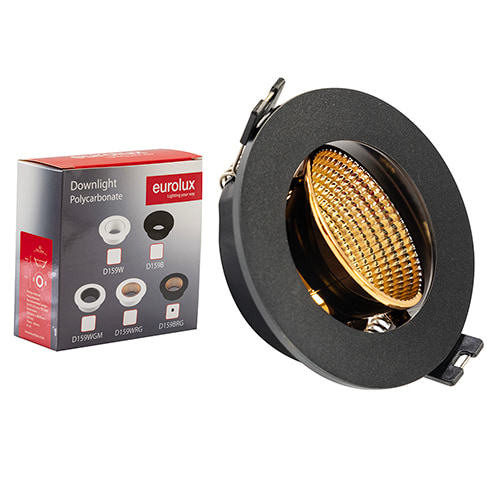 Tilt Polycarbonate Downlight 90mm Dia Black/Rose Gold Excl L/Holder