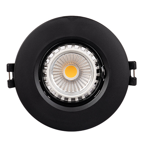 Straight Downlight 90mm Dia Black GU10 LED 7W