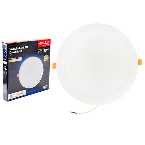Panel Round Downlight 215mm Dia White LED 18W 3CCT