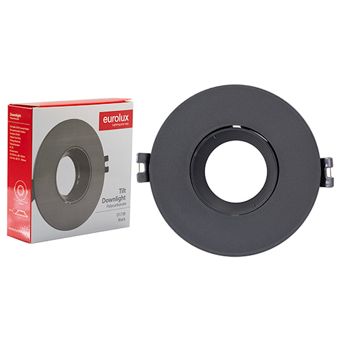 Tilt Polycarbonate Downlight 110mm Dia Black
