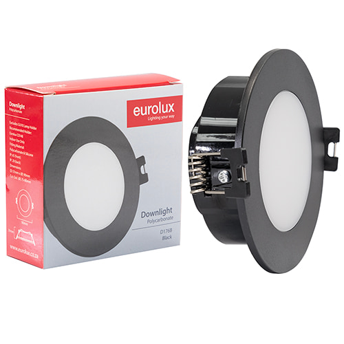 Polycarbonate Downlight 90mm Dia Black IP65