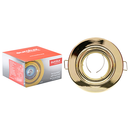 Tilt Twist Downlight 94mm Dia Polished Brass
