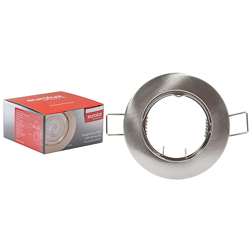 Straight Curved Rim Downlight 80mm Dia Satin Chrome Excl L/Holder