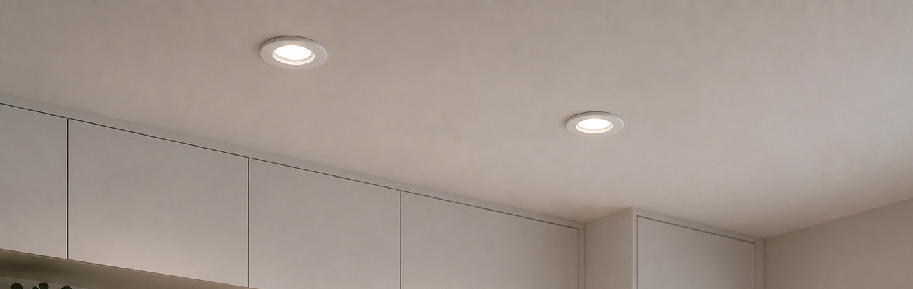 Straight Round Downlight Satin Chrome L/Holder & LED GU10 5W 6500K, view 2